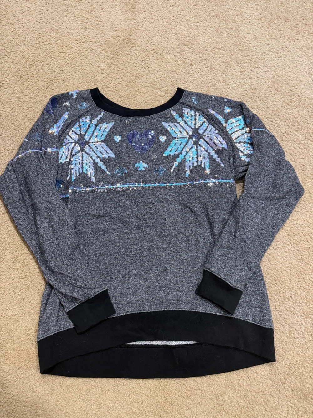 PINK Victoria's Secret Gray and Black Cozy Lined Sweatshirt